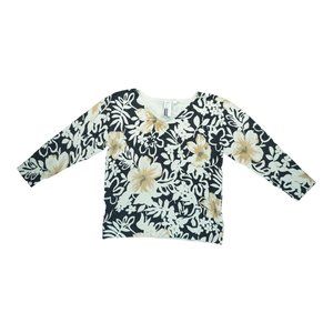 ANNA Floral‎ Pattern 3/4 Sleeve V-Neck Silk Sweater Size Small S